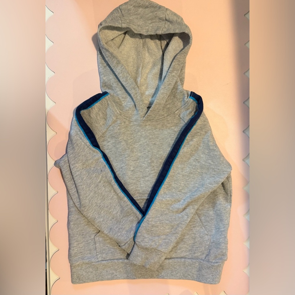 Carter's Boy’s Gray Hoodie With Blue Stripes Pocket  3T
